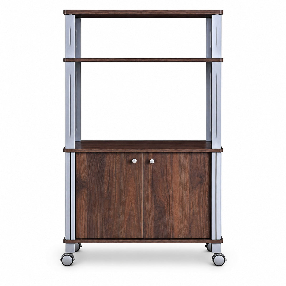 Airfind Microwave Rack Stand Rolling Storage Cart, P2 MDF Frame, 23.5 x 15.5 x 38.5 Footprint, Walnut