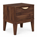 Airfind Mid Century Modern Bedside Table with Drawer and Tapered Support Feet for Bedroom, 45 lbs Capacity, Engineered Wood MDF Metal Frame, Walnut