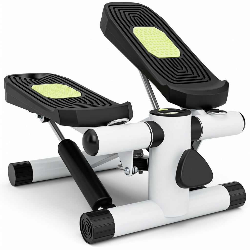 Airfind Mini Stepper for Exercise at Home with Resistance Bands, Adjustable Height, Anti-Slip Pedals and LCD Monitor, Quiet Hydraulic Stair Stepper for Full, White
