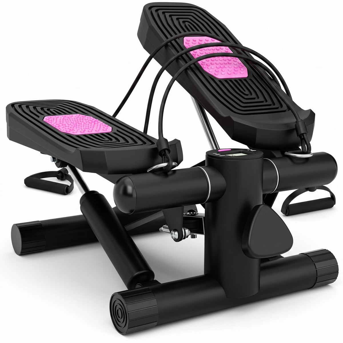 Airfind Mini Stepper Machine with Resistance Bands and Adjustable Height for Home Cardio Leg and Full Body Exercise, Black