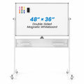 Airfind Mobile Whiteboard Adjustable Double-Sided Magnetic Board with Pegboard, Metal Aluminum Alloy PU Frame, 50 x 22 x 65.7 Footprint, White