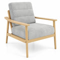 Airfind Modern Accent Chair with Rubber Wood Armrests and Legs for Living Room, 440 lbs Capacity, Natural