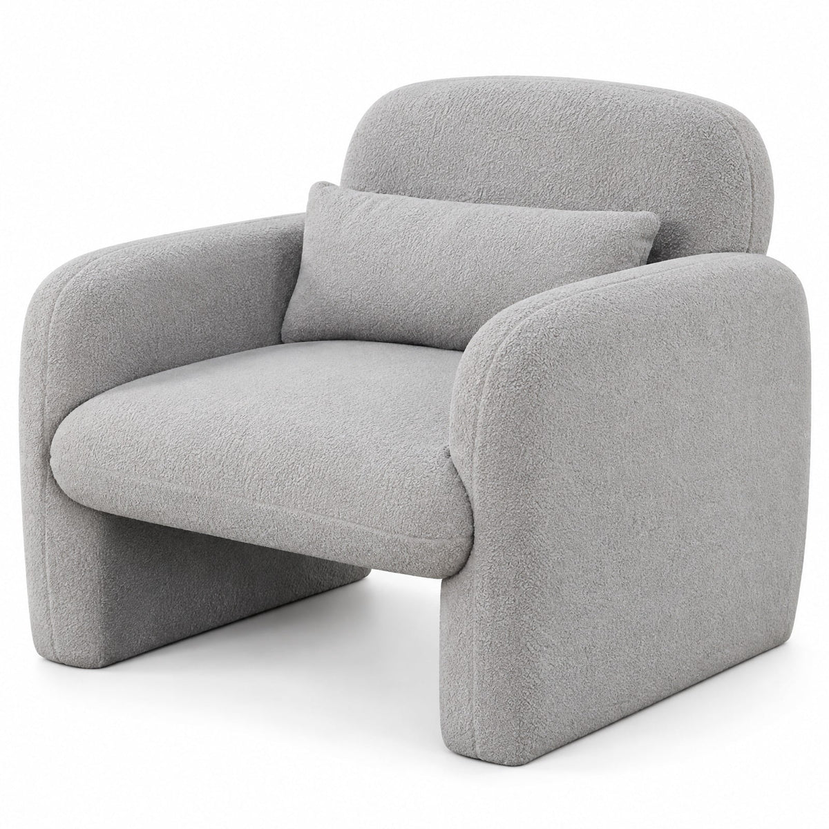 Airfind Modern Accent Chair with Waist Pillow and Armrests for Living Room Bedroom, 440 lbs Capacity, Sherpa Fabric Sponge Wooden Frame, Grey