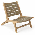 Airfind Modern Armless Teak Wood Lounge Chair with Nylon Woven Backrest and Seat, 240 lbs Capacity, Teak Wood Nylon Frame, Brown