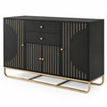 Airfind Modern Buffet Sideboard Cabinet w/ 2 Drawers Adjustable Shelves for Dining Room, 176 lbs Capacity, Engineered Wood Metal Frame, Black