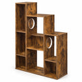 Airfind Modern Cat Bookshelf Cat Tree 8-Section Storage Cabinet with 2 Round Holes, 22 lbs Capacity, Engineered Wood Frame, Brown