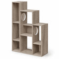 Airfind Modern Cat Bookshelf Cat Tree 8-Section Storage Cabinet with 2 Round Holes, 22 lbs Capacity, Engineered Wood Frame, Gray