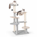 Airfind Modern Cat Tree 44 Inch Multi-level Cat Tower with Removable Padded Top Perch, 22 Lbs Capacity with Solid Plywood Sisal Engineered, Natural