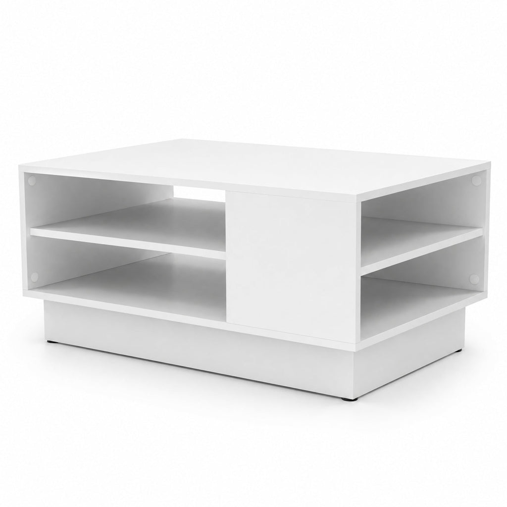 Airfind Modern Coffee Table with 2-Tier Open Storage Shelves, 132 lbs Capacity, Engineered Wood Frame, 34 x 22 x 16 Footprint, White