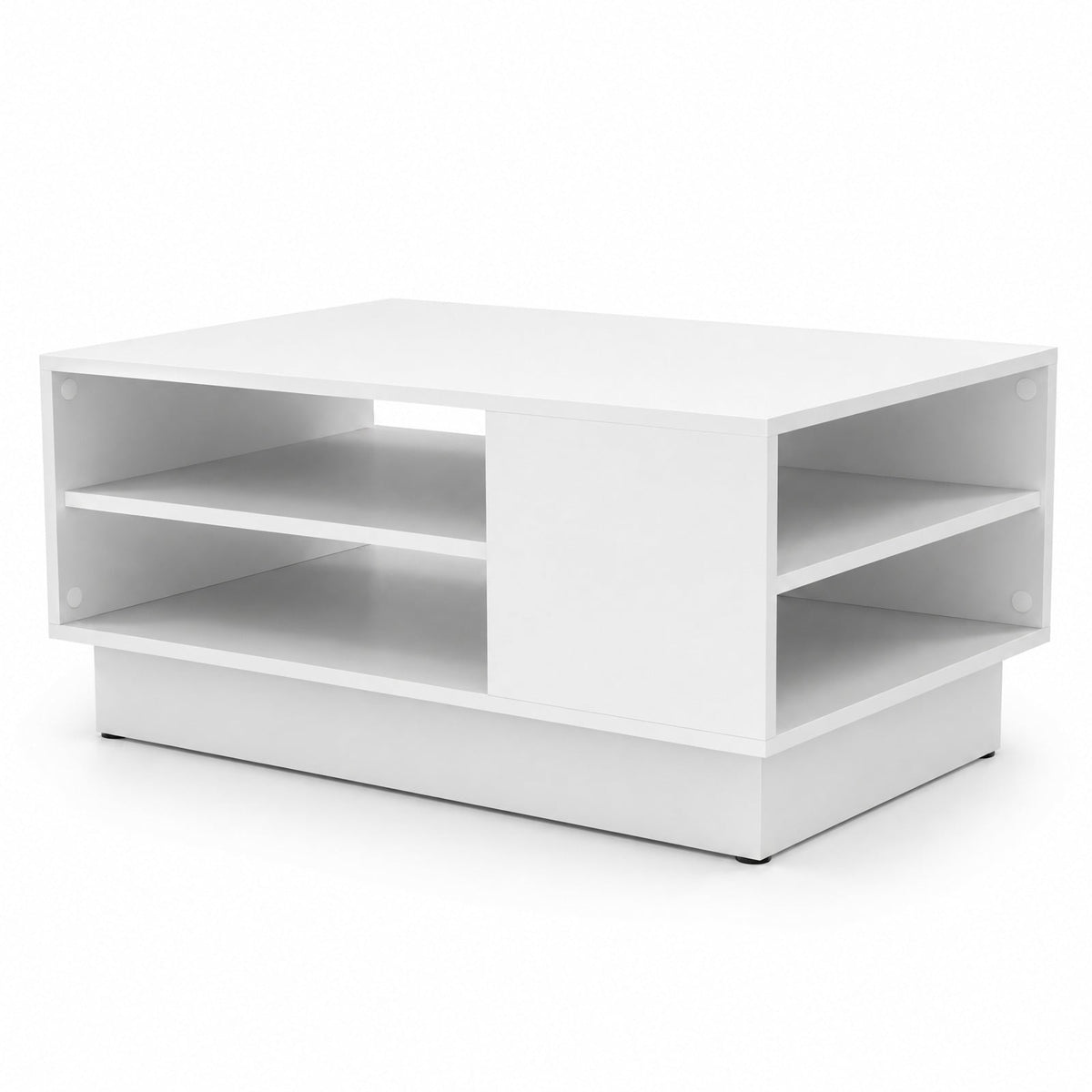 Airfind Modern Coffee Table with 2-Tier Open Storage Shelves, 132 lbs Capacity, Engineered Wood Frame, 34 x 22 x 16 Footprint, White