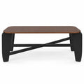 Airfind Modern Coffee Table with Rubber Wood Cross-Leg Base Rectangular Center Table, Walnut, Dimensions 35.5 x 22 x 15Ground Clear