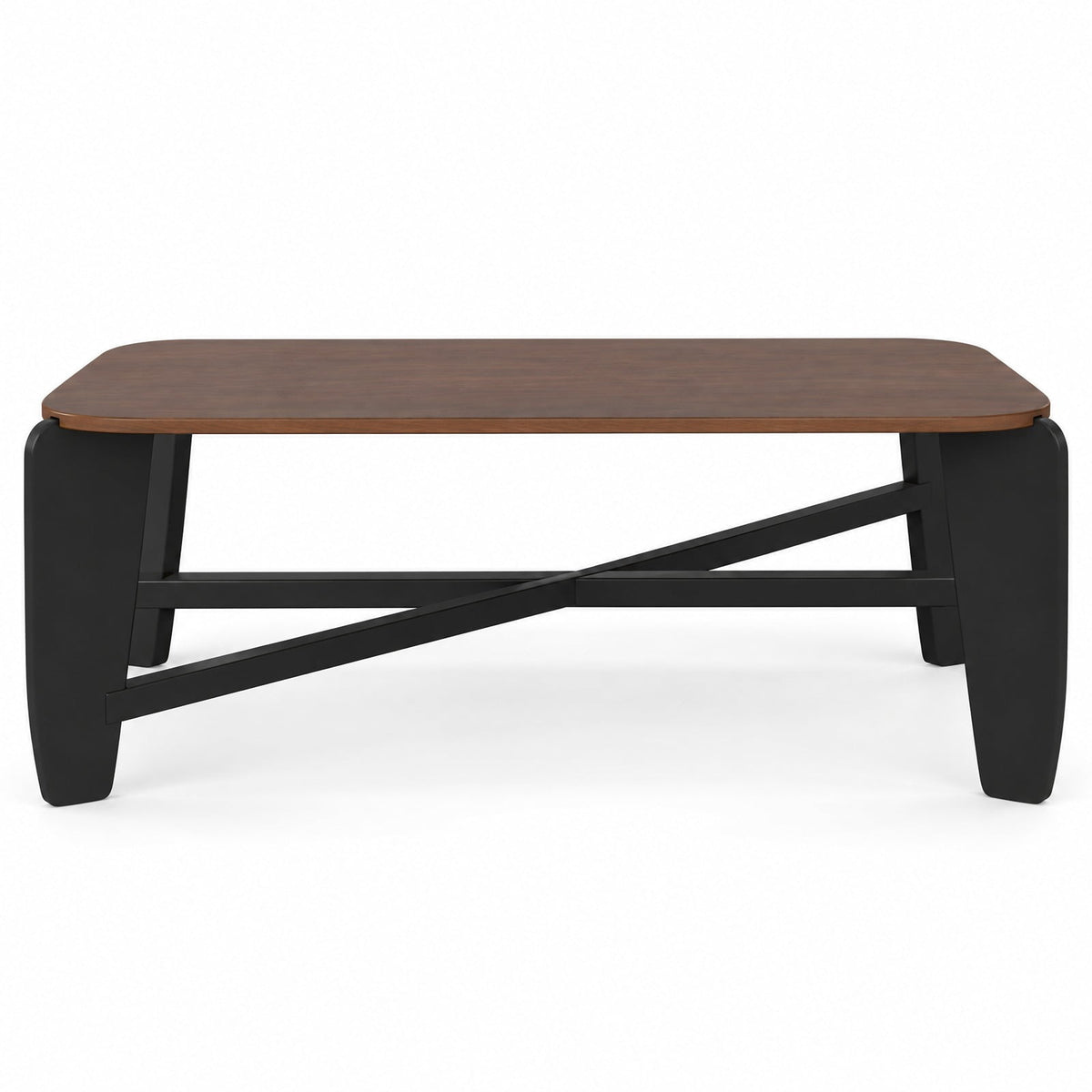 Airfind Modern Coffee Table with Rubber Wood Cross-Leg Base Rectangular Center Table, Walnut, Dimensions 35.5 x 22 x 15Ground Clear
