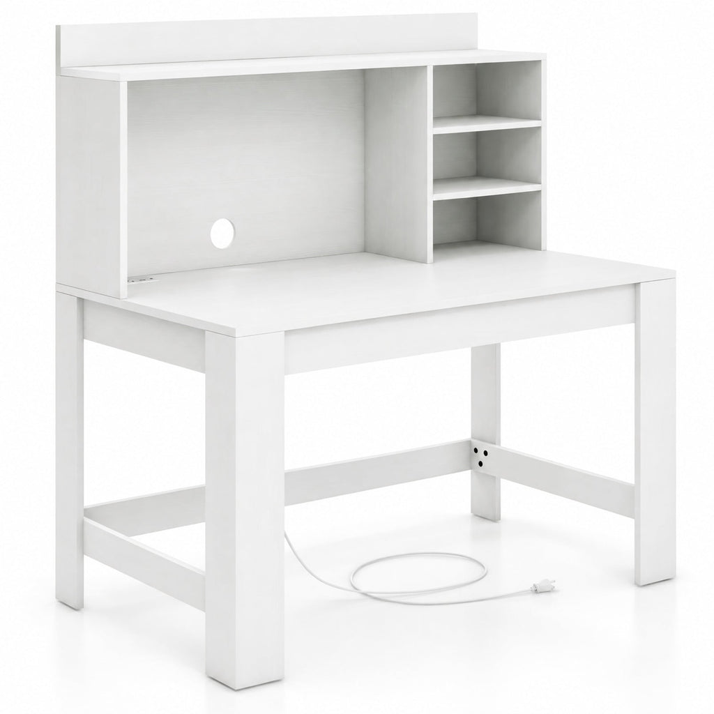 Airfind Modern Computer Desk with Hutch and Storage Shelves, 330 lbs Capacity, MDF Engineered Wood Frame, 42.5 Inch x 23.5 Inch x 49 Inch Storage Footprint
