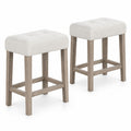 Airfind Modern Counter Height Bar Stools Set of 2 with Rubber Wood Legs, 350 lbs Capacity, Sherpa Fabric Rubber Wood MDF Sponge Frame, White