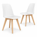 Airfind Modern Dining Chair Set of 2 with Solid Beech Wood Legs and Tilt Backrest, 330 lbs Capacity, PP Beech Wood Frame, White