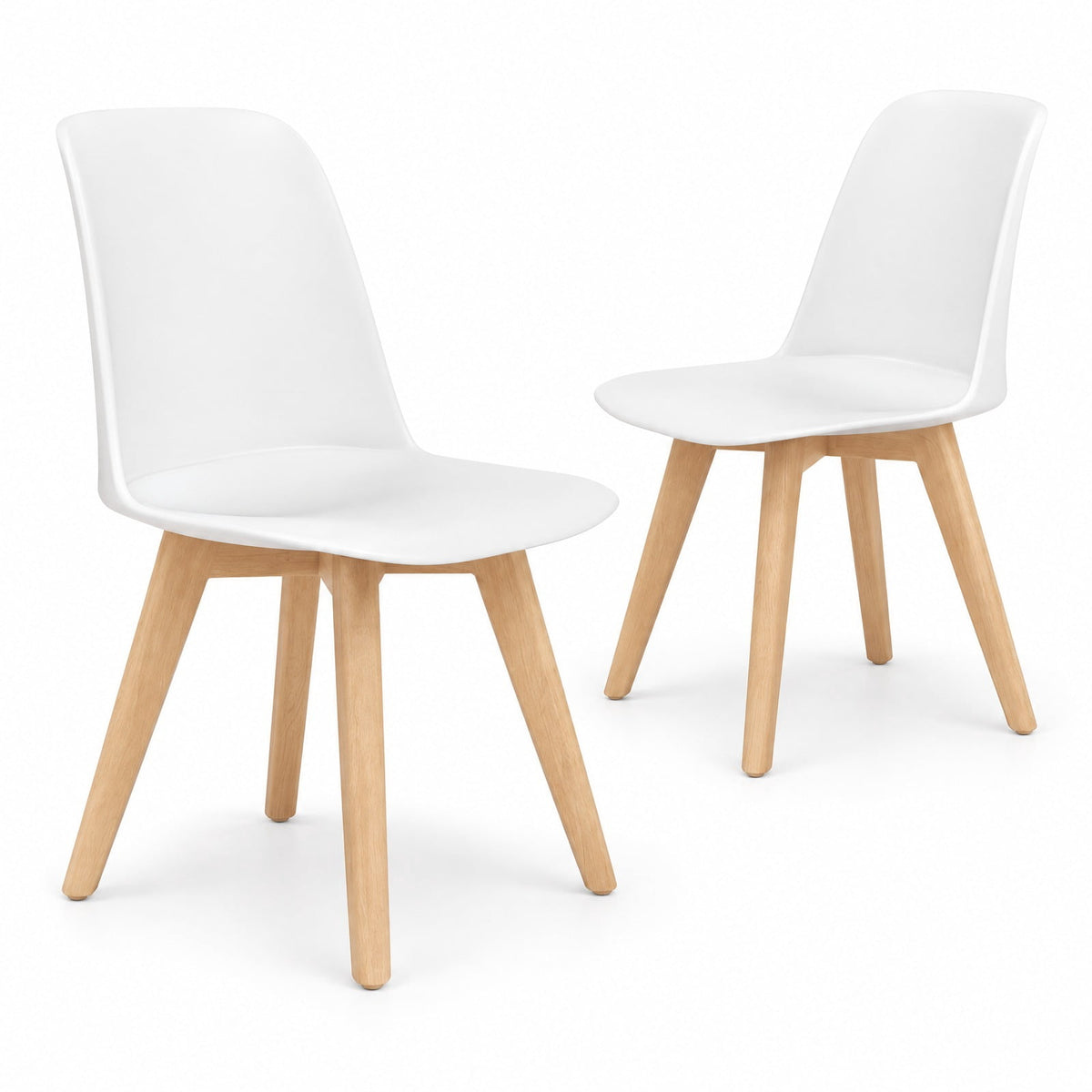 Airfind Modern Dining Chair Set of 2 with Solid Beech Wood Legs and Tilt Backrest, 330 lbs Capacity, PP Beech Wood Frame, White