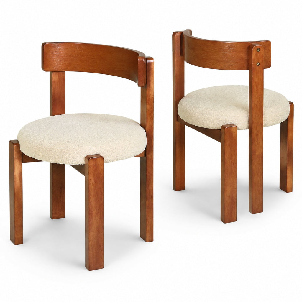 Airfind Modern Dining Chairs Set of 2 with Solid Rubber Wood Legs, 415 lbs Capacity, Rubber Wood Plywood Teddy Fleece Sponge Frame, Brown
