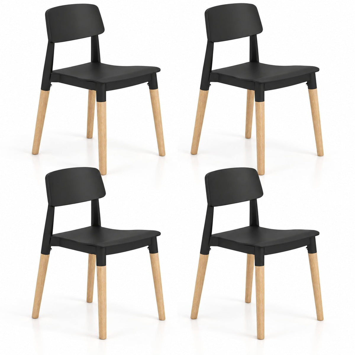 Airfind Modern Dining Side Chairs Set of 4 with Ergonomic Backrest for Dining Room, 330 lbs Capacity, PP Beech Frame, 19.5 x 17 x 30 Footprint