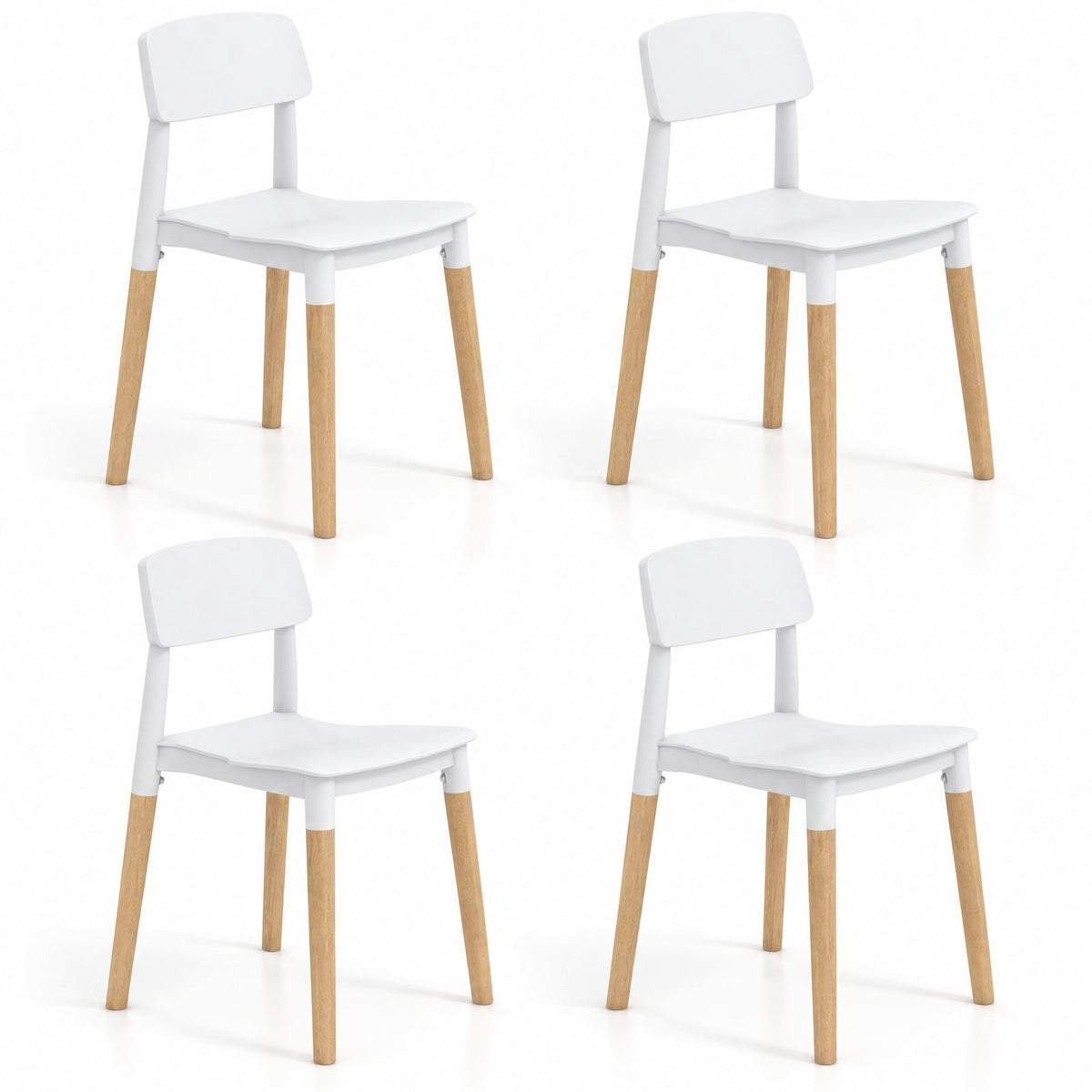 Airfind Modern Dining Side Chairs Set of 4 with Ergonomic Backrest for Dining Room, 330 lbs Capacity, PP Beech Frame, 19.5 x 17 x 30 Footprint
