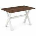 Airfind Modern Dining Table Wooden Kitchen Table with X-shaped Frame, 220 lbs Capacity, Rubber Wood MDF Frame, 43in x 28in x 30in Footprint, White