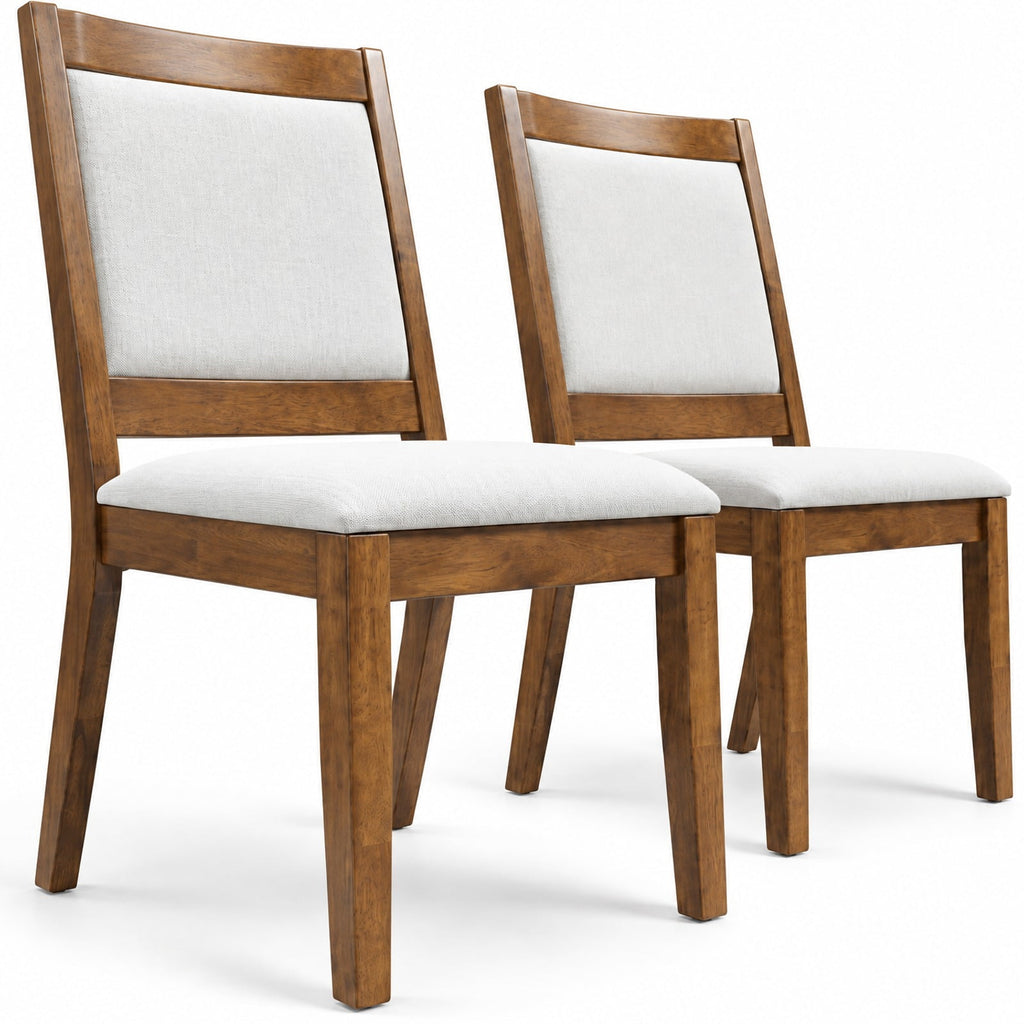 Airfind Modern Dining Upholstered Kitchen Chair Set of 2 with Padded Backrest, 330 lbs Capacity, Rubber Wood Fabric Frame, Brown