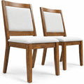 Airfind Modern Dining Upholstered Kitchen Chair Set of 2 with Padded Backrest, 330 lbs Capacity, Rubber Wood Fabric Frame, Brown