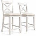 Airfind Modern Farmhouse Counter Height Stools with Footrest and Cushion, 330 lbs Capacity, Rubber MDF Linen Sponge Frame, White