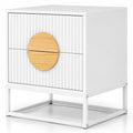 Airfind Modern Mid Century Fluted Nightstand with 2 Drawers and Pine Wood Handles for Bedroom, 66 lbs Capacity, Engineered Wood MDF Pine Wood Frame