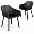 Airfind Modern Plastic Dining Chairs Set of 2 Kitchen Armchairs with Breathable Mesh Backres, 330 Lbs Capacity, PP, Black