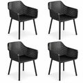 Airfind Modern Plastic Dining Chairs Set of 4 Kitchen Armchairs with Breathable Mesh Backrest, 330 lbs Capacity, PP Frame, Black