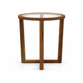 Airfind Modern Round End Table Sofa Side Table with Transparent Tempered Glass Top, 90 lbs Capacity, Tempered Glass Acacia Wood MDF Plywood Frame