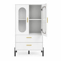 Airfind Modern Sideboard Buffet Cabinet with Fluted Doors, 23.5 x 16 x 47Inner Footprint, White, Dimensions 23.5 x 16 x 47Inner