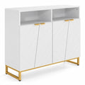 Airfind Modern Sideboard Cabinet with 4 Doors and Adjustable Shelves, 220 lbs Capacity, MDF Metal Frame, 40 x 12 x 32/100 x 30 x 80 cm Footprint