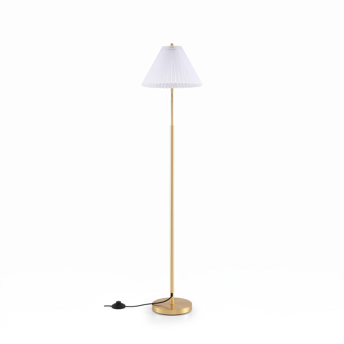 Airfind Modern Standing Lamp with Adjustable Lamp Head and Pleated Lampshade, Metal PVC Polyester Fabric Frame, 13 x 9 Footprint, Gold + White