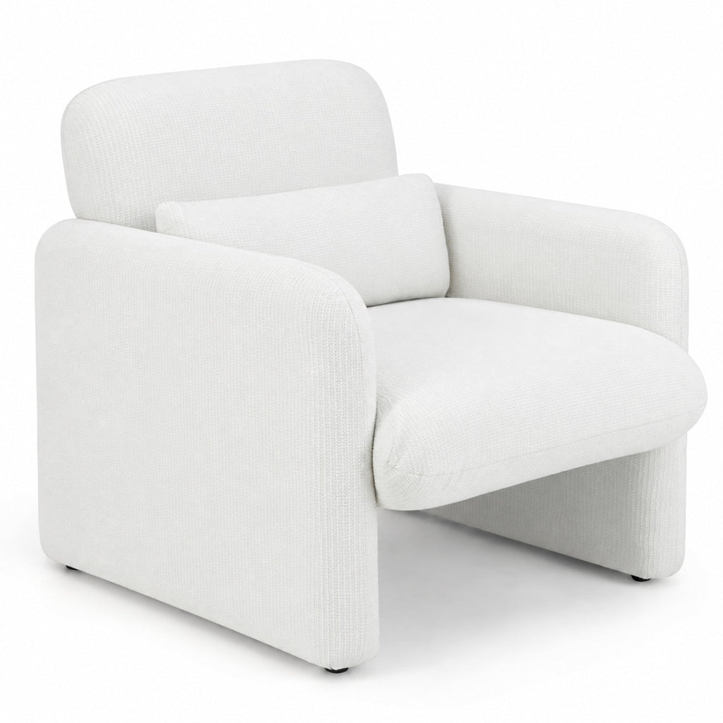 Airfind Modern Upholstered Chenille Accent Chair with Removable Lumbar Pillow, 330 lbs Capacity, Chenille Fabric Sponge PP Cotton Wood Frame, White