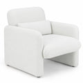 Airfind Modern Upholstered Chenille Accent Chair with Removable Lumbar Pillow, 330 lbs Capacity, Chenille Fabric Sponge PP Cotton Wood Frame, White