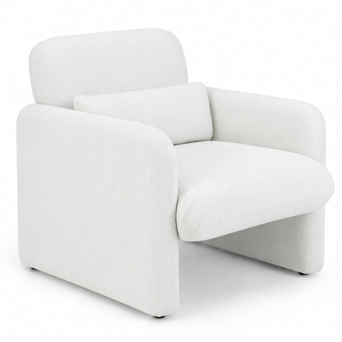 Airfind Modern Upholstered Chenille Accent Chair with Removable Lumbar Pillow, 330 lbs Capacity, Chenille Fabric Sponge PP Cotton Wood Frame, White