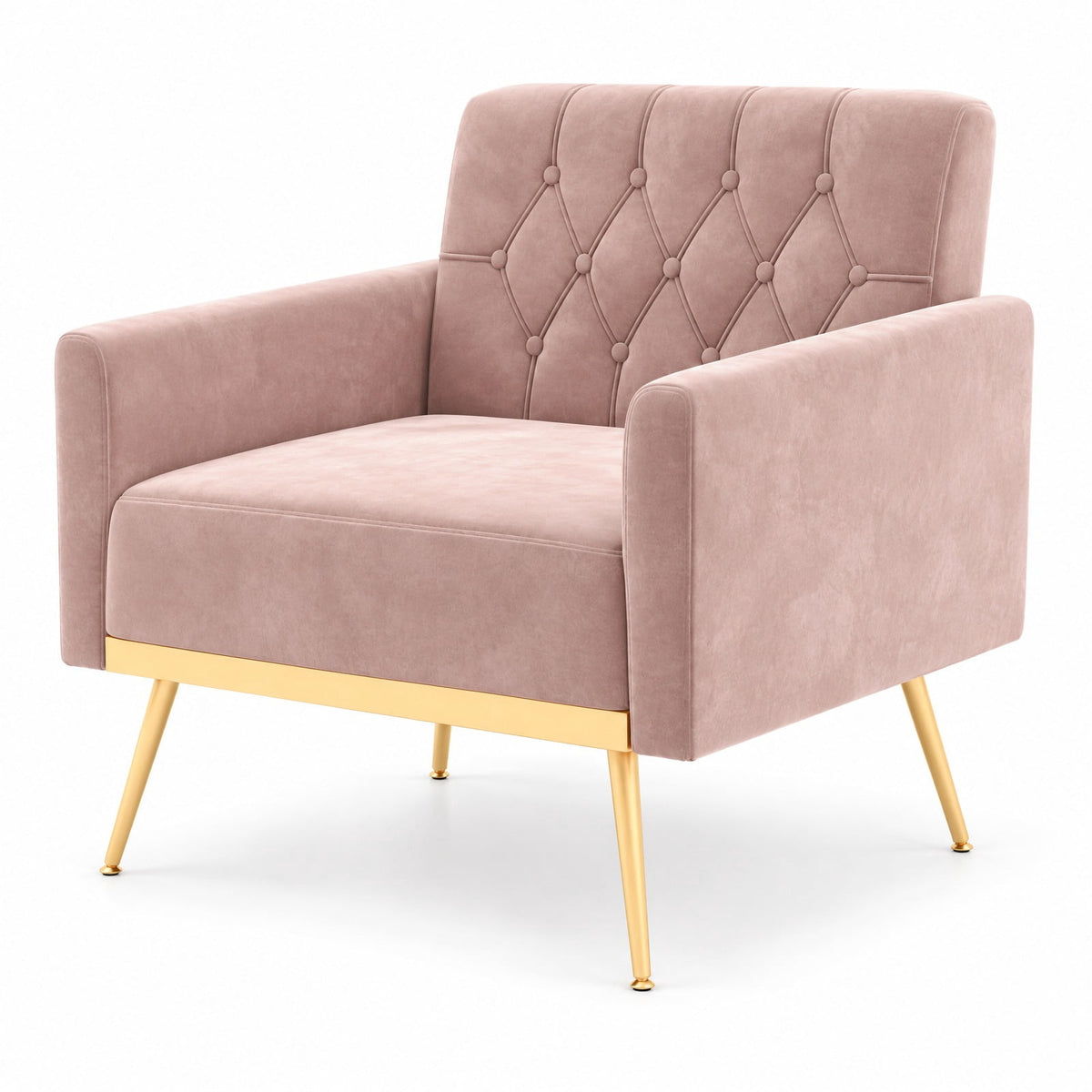 Airfind Modern Velvet Accent Chair with Button Tufted Back Golden Metal Legs and Adjustable Foot Pads, 350 lbs Capacity, Velvet Sponge Metal Frame