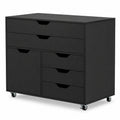 Airfind Modern Vertical 5-Drawer Mobile Chest with Door 5 Casters, 220 lbs Capacity, Engineered Wood MDF Metal Frame, 30.5in x 16in x 25in Footprint