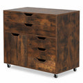 Airfind Modern Vertical 5-Drawer Mobile Chest with Door 5 Casters, 220 lbs Capacity, Engineered Wood MDF Metal Frame, 30.5in x 16in x 25in Footprint
