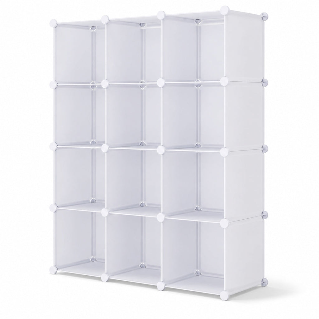 Airfind Modular Baby Wardrobe with 10 Cubes Hanging Rod and Shelves Stackable, 6.5 lbs Capacity, PP Frame, 43 x 14 x 57 Footprint, White