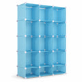 Airfind Modular Baby Wardrobe with 13 Cubes and Hanging Rod and Shelves Stackable, 6.5 lbs Capacity, PP Frame, 43 x 14 x 63 Footprint, Blue