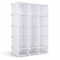 Airfind Modular Baby Wardrobe with 13 Cubes and Hanging Rod and Shelves Stackable, 6.5 lbs Capacity, PP Frame, 43 x 14 x 63 Footprint, White