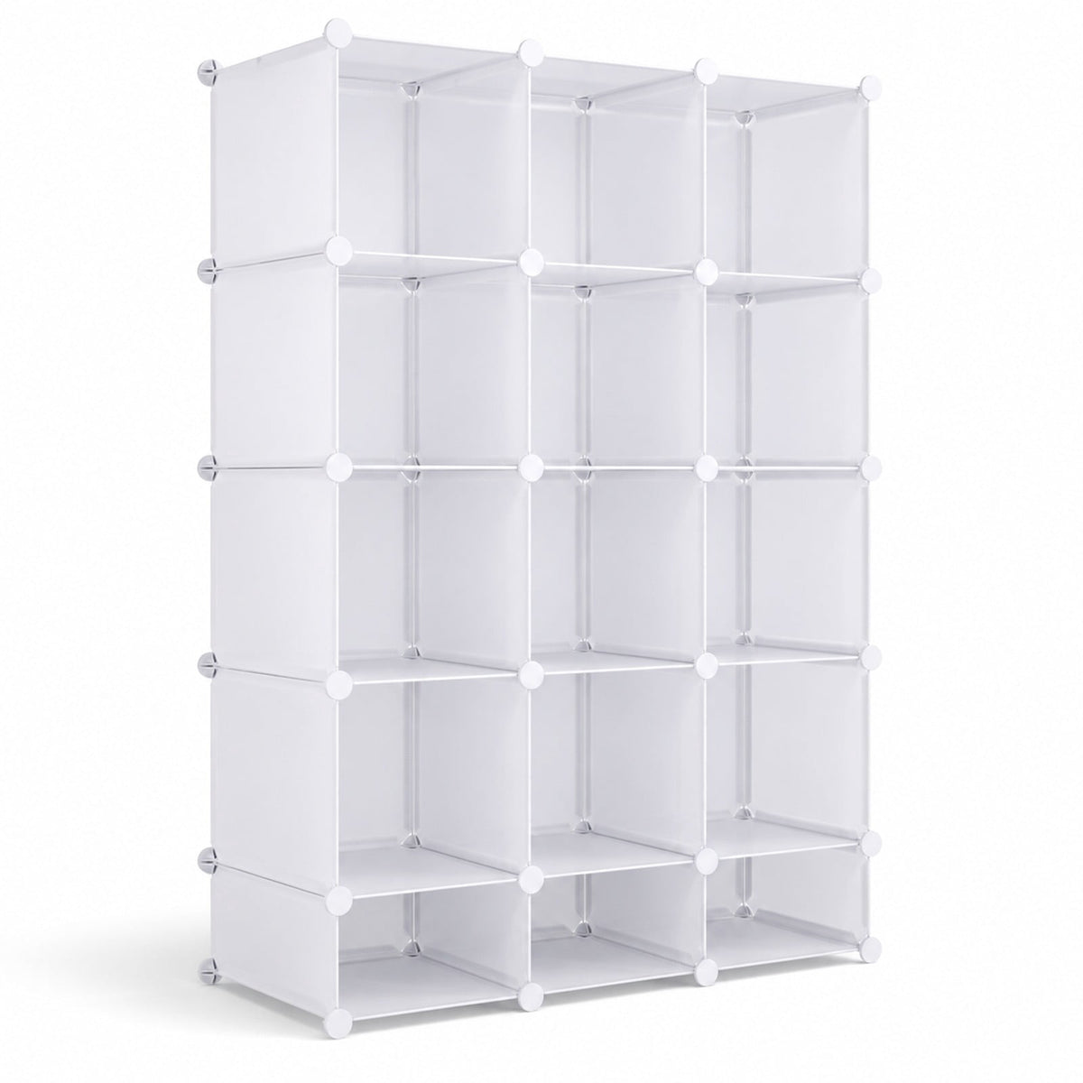 Airfind Modular Baby Wardrobe with 13 Cubes and Hanging Rod and Shelves Stackable, 6.5 lbs Capacity, PP Frame, 43 x 14 x 63 Footprint, White