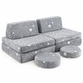 Airfind Modular Youth Play Couch Set Glow in the Dark with Portable Handles, Flannel Fabric Sponge, for 3 and Years Old, Gray