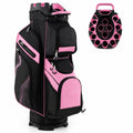 Airfind Molded Lock Top Golf Cart Bag with 14 Way Full Length Dividers and 11 Pockets, Pink Golf Club Bag with Dividers