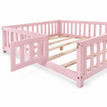 Airfind Montessori Bed Frame with Full-length Guardrails Safety Door and Latch, 330 lbs Capacity, Pine Wood Plywood Frame, Pink
