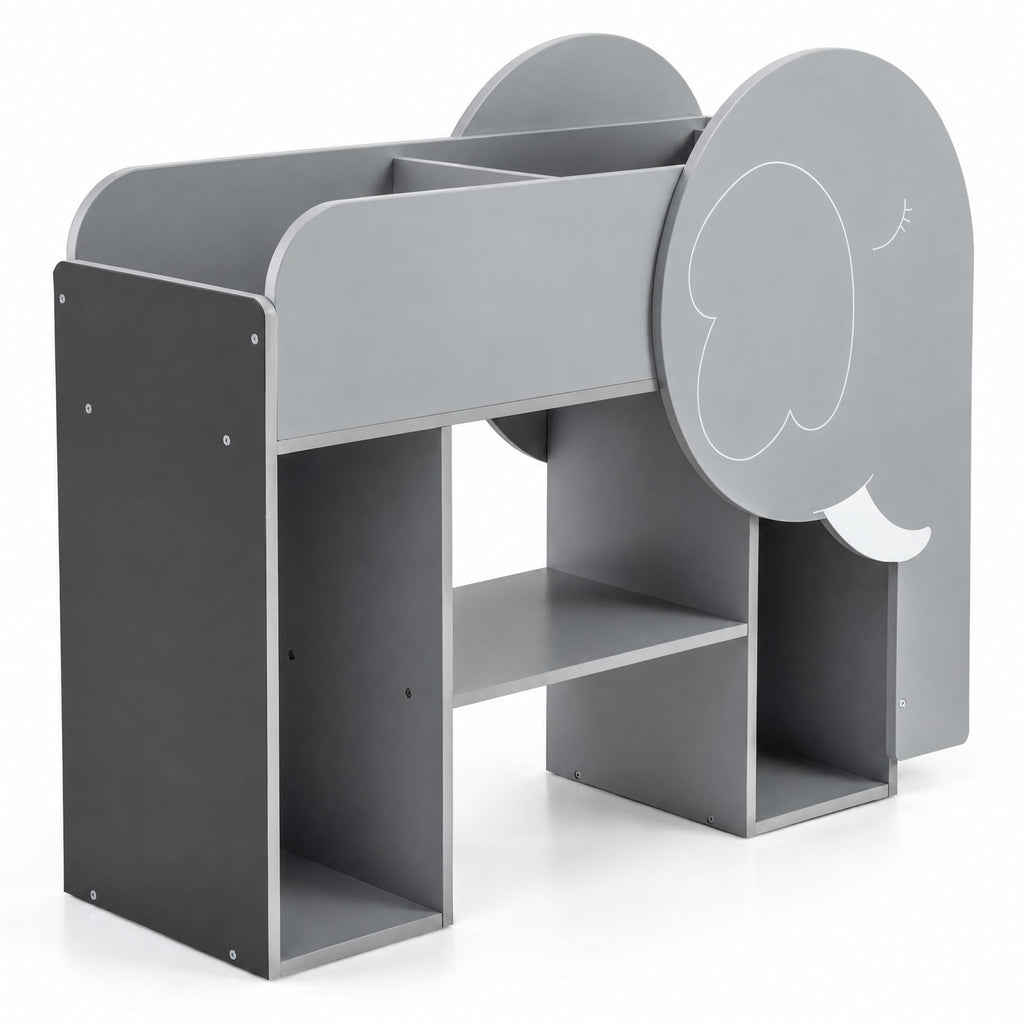 Airfind Montessori Bookshelf with Elephant Shape 3-Tier Toddler Toy Storage Organizer, 22 lbs Capacity, MDF Frame, for 3+ years old, Grey