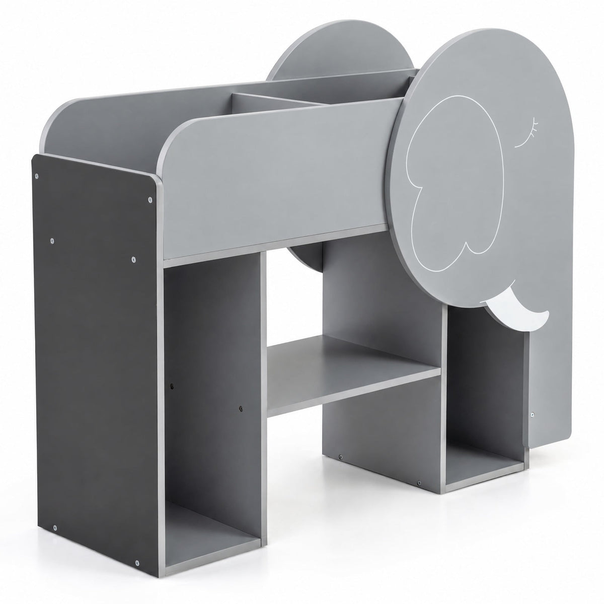 Airfind Montessori Bookshelf with Elephant Shape 3-Tier Toddler Toy Storage Organizer, 22 lbs Capacity, MDF Frame, for 3+ years old, Grey