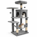 Airfind Multi-Level Cat Tower with 2-Door Condo and Padded Top Perch, PP Cotton Fabric Sisal Engineered Wood Overall Height 44 Base Frame